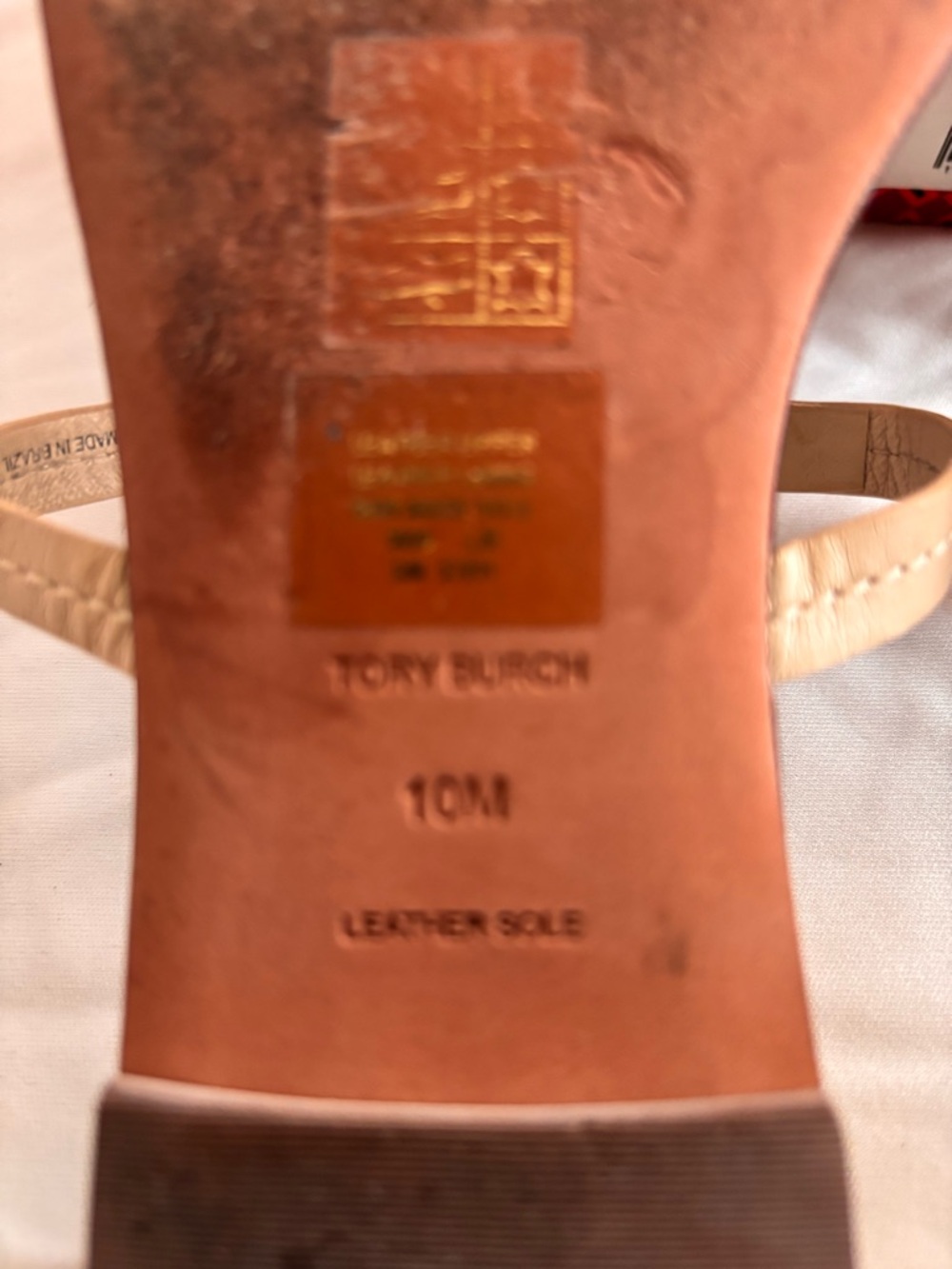 Tory Burch Mini Miller Leather Thong Sandals with Gold Logo. Dulce de Leche. - Picture 10 of 11